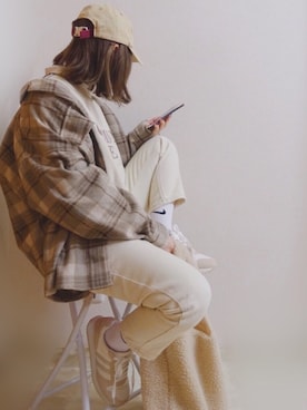 「apres jour mignon（アプレジュールミニョン）の開襟CPOジャケット【ZOZOTOWN限定アイテム】（ブルゾン）」を使った、☆FAIRY☆さん（レディース・155cm）の冬コーディネート