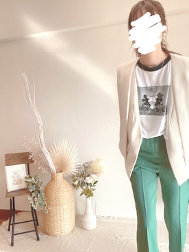「ミッキーT」｜「アイテム（スラックス）」を使った、Yoshiさん（レディース・160cm）の春コーディネート