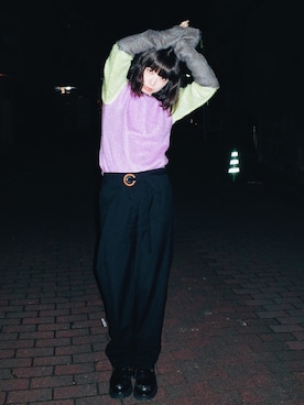 「Martin Margiela」｜「アイテム（スラックス）」を使った、eriさん（レディース・161cm）の冬コーディネート