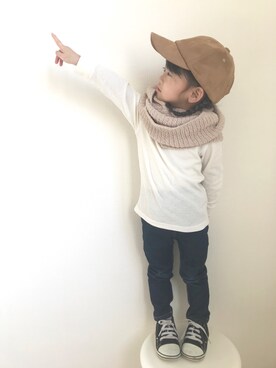 「コーデュロイキャップ」｜こはるさん（キッズ・90cm）の秋コーディネート