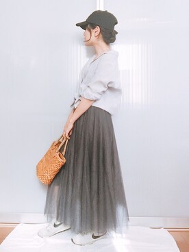 Mioさんの「[低身長サイズ有]チュールロングスカート」を使ったコーディネート