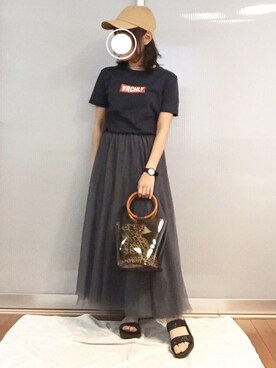 Mioさんの「[低身長サイズ有]チュールロングスカート」を使ったコーディネート