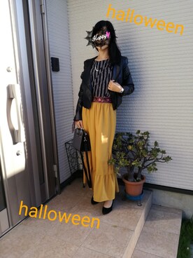 「wearhalloween2017」｜「アイテム（ライダースジャケット）」を使った、リリーちゃんさん（レディース・159cm）の秋コーディネート