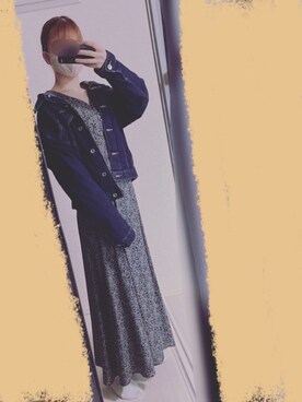 「Chillfar（チルファー）のアイテム（デニムジャケット）」を使った、みやけさん（レディース・155cm）の春コーディネート