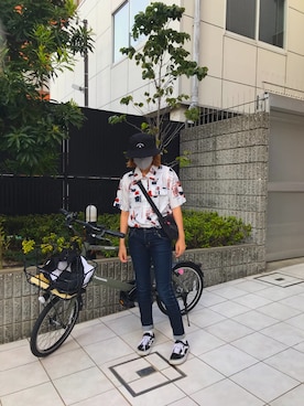 「アロハシャツ」｜chocoさん（レディース・157cm）の夏コーディネート