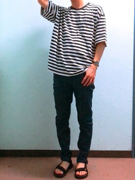 田中太郎さんの「USAコットンドロップクルーTシャツ/793430」を使ったコーディネート