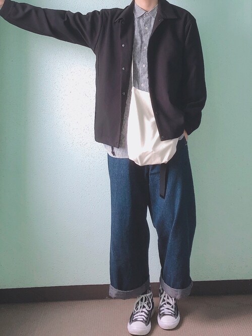 田中太郎使用「JUNRed（TRコーチジャケット）」的時尚穿搭