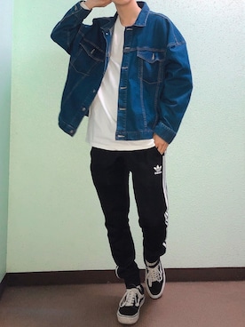 「kutir（クティール）のアイテム（デニムジャケット）」を使った、田中太郎さん（メンズ・173cm）の春コーディネート