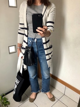 「ロングカーディガン」｜sato*さん（レディース・155cm）の秋コーディネート