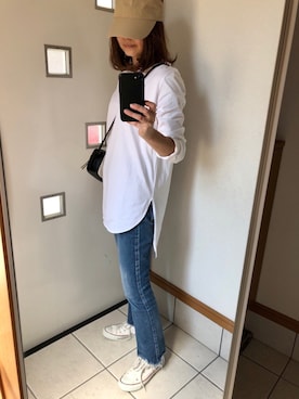 「FREE'S MART（フリーズマート）のアイテム（キャップ）」を使った、sato*さん（レディース・155cm）の春コーディネート