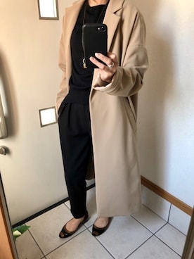 「シンプルおしゃれが好き」｜「アイテム（チェスターコート）」を使った、sato*さん（レディース・155cm）の秋コーディネート