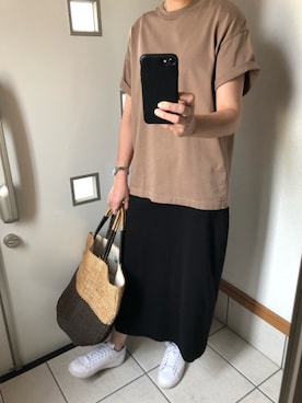 「アイテム（かごバッグ）」を使った、sato*さん（レディース・155cm）の夏コーディネート