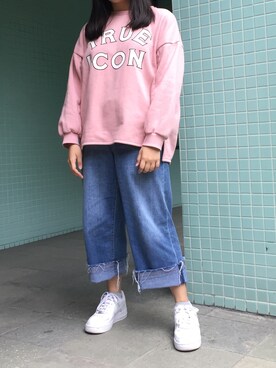 「STYLENANDA（スタイルナンダ）のアイテム（スウェット）」を使った、angelaさん（レディース・158cm）の夏コーディネート