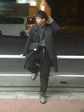 「Lui's（ルイス）のナローベルト（ベルト）」を使った、つっちーさん（メンズ・171cm）の冬コーディネート