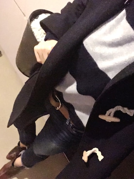 「Ungrid（アングリッド）のインディゴフレイドヘムストスリ（デニムパンツ）」を使った、ｍａｒｉさん（レディース・159cm）の冬コーディネート