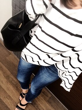 「Ungrid（アングリッド）のインディゴフレイドヘムストスリ（デニムパンツ）」を使った、ｍａｒｉさん（レディース・159cm）の秋コーディネート