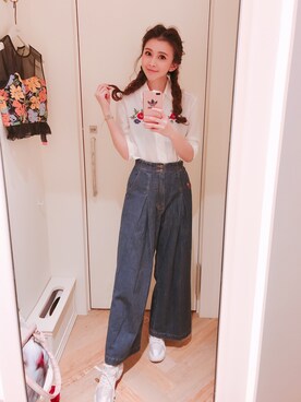「LILY BROWN（リリーブラウン）のアイテム（チノパンツ）」を使った、Abby 馮媛甄さん（レディース・158cm）の夏コーディネート