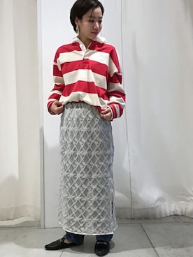 「ラガーシャツ」｜JOURNAL STANDARD relume自由が丘店レディーススタッフさん（レディース・155cm）の春コーディネート