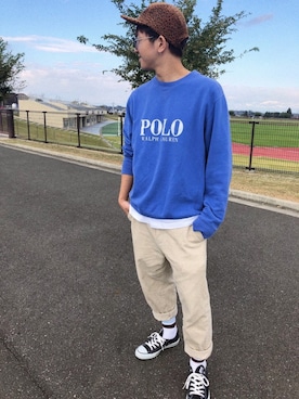 「Ray BEAMS(レイビームス)のアイテム(帽子)」を使った、ざわちんさん(メンズ・165cm)の秋コーディネート