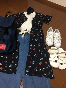 「SPINNS(スピンズ)のアイテム(シャツワンピース)」を使った、LIZさん(レディース・166cm)の夏コーディネート