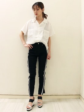 「サイドラインパンツ」｜萌さん（レディース・168cm）の春コーディネート