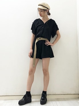 「コーディネート」｜「アイテム（サロペット/オーバーオール）」を使った、萌さん（レディース・168cm）の夏コーディネート