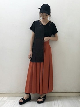 「BARAK（バラク）のアイテム（キャップ）」を使った、萌さん（レディース・168cm）の夏コーディネート