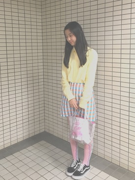 「RALPH LAUREN（ラルフ ローレン）のアイテム（ポロシャツ、イエロー系）」を使った、さくらこ。さん（レディース・158cm）の夏コーディネート