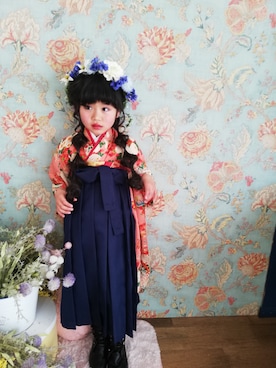 「袴」｜「アイテム（浴衣）」を使った、yuka_mamaさん（キッズ・120cm）の春コーディネート