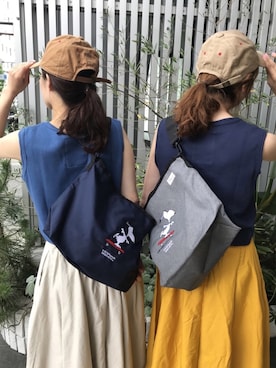 「お揃いコーデ」｜「アイテム（帽子）」を使った、momoさん（レディース・165cm）の夏コーディネート