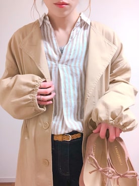 「GRL（グレイル）のアイテム（モッズコート）」を使った、megmonさん（レディース・152cm）の春コーディネート