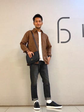 「RAGEBLUE（レイジブルー）のアイテム（スリッポン）」を使った、boy.さん（メンズ・171cm）の秋コーディネート