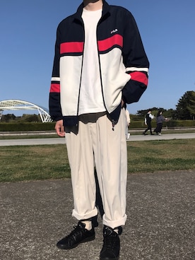 「FILA（フィラ）のアイテム（ジャケット/アウター）」を使った、ちおさん（メンズ・167cm）の春コーディネート
