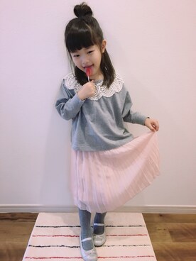 「petit main（プティマイン）のアイテム（その他シューズ）」を使った、yingさん（キッズ・110cm）の冬コーディネート