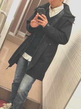 「Right-on（ライトオン）のアイテム（トレンチコート）」を使った、しゅーやさん（メンズ・175cm）の冬コーディネート