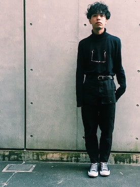 「H&M（エイチ・アンド・エム）のアイテム（ニット/セーター）」を使った、Tenさん（メンズ・168cm）の冬コーディネート
