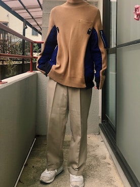 「NEWBALANCE」｜「アイテム（スラックス）」を使った、Tenさん（メンズ・168cm）の冬コーディネート