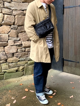 「orcival」｜「アイテム（トレンチコート）」を使った、mimamiさん（メンズ・177cm）の冬コーディネート
