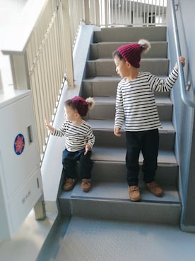 「devirock（デビロック）の【旧モデル】裏毛スウェットサルエルパンツ スウェットパンツ（その他パンツ）」を使った、SSKKNTさん（キッズ・110cm）の秋コーディネート