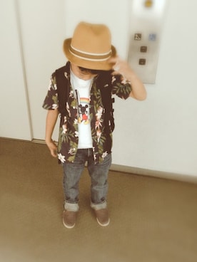 「ミッキーT」｜「アイテム（スリッポン）」を使った、SSKKNTさん（キッズ・110cm）の夏コーディネート