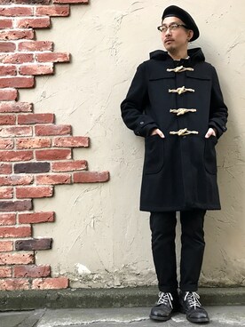 「schott（ショット）のアイテム（ダッフルコート）」を使った、Tomoya  Miuraさん（メンズ・169cm）の冬コーディネート