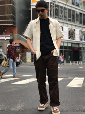 「花見」｜「アイテム（チノパンツ）」を使った、Tomoya  Miuraさん（メンズ・169cm）の春コーディネート