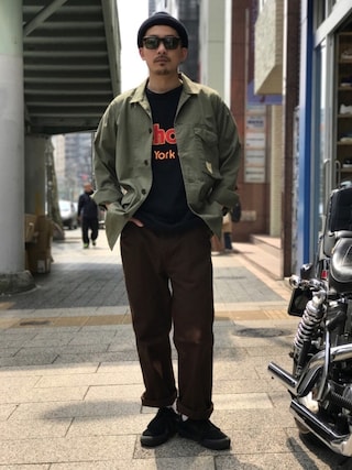 schottのカバーオール（グリーン系）を使った人気ファッション