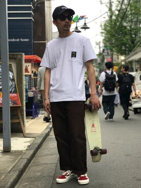 「schott（ショット）のSchott/ショット/LENOX/サングラス　日本製（サングラス）」を使った、Tomoya  Miuraさん（メンズ・169cm）の春コーディネート
