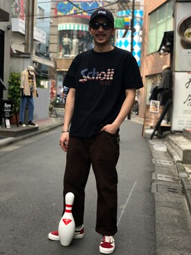 「schott（ショット）のSchott/ショット/LENOX/サングラス　日本製（サングラス）」を使った、Tomoya  Miuraさん（メンズ・169cm）の春コーディネート