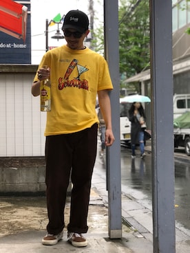 「schott（ショット）のSchott/ショット/LENOX/サングラス　日本製（サングラス）」を使った、Tomoya  Miuraさん（メンズ・169cm）の春コーディネート