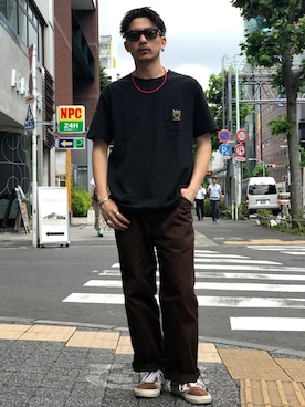 「schott（ショット）のSchott/ショット/LENOX/サングラス　日本製（サングラス）」を使った、Tomoya  Miuraさん（メンズ・169cm）の夏コーディネート