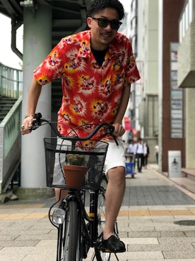 「schott（ショット）のSchott/ショット/LENOX/サングラス　日本製（サングラス）」を使った、Tomoya  Miuraさん（メンズ・169cm）の夏コーディネート