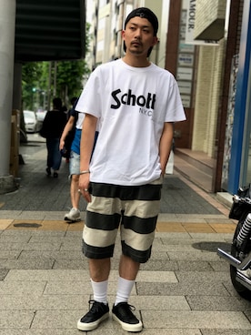 「schott（ショット）のSchott/ショット/Band Ring/バンドリング（リング）」を使った、Tomoya  Miuraさん（メンズ・169cm）の夏コーディネート