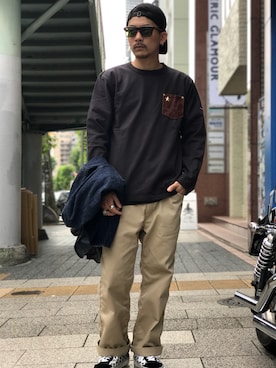 「schott（ショット）のSchott/ショット/LENOX/サングラス　日本製（サングラス）」を使った、Tomoya  Miuraさん（メンズ・169cm）の夏コーディネート